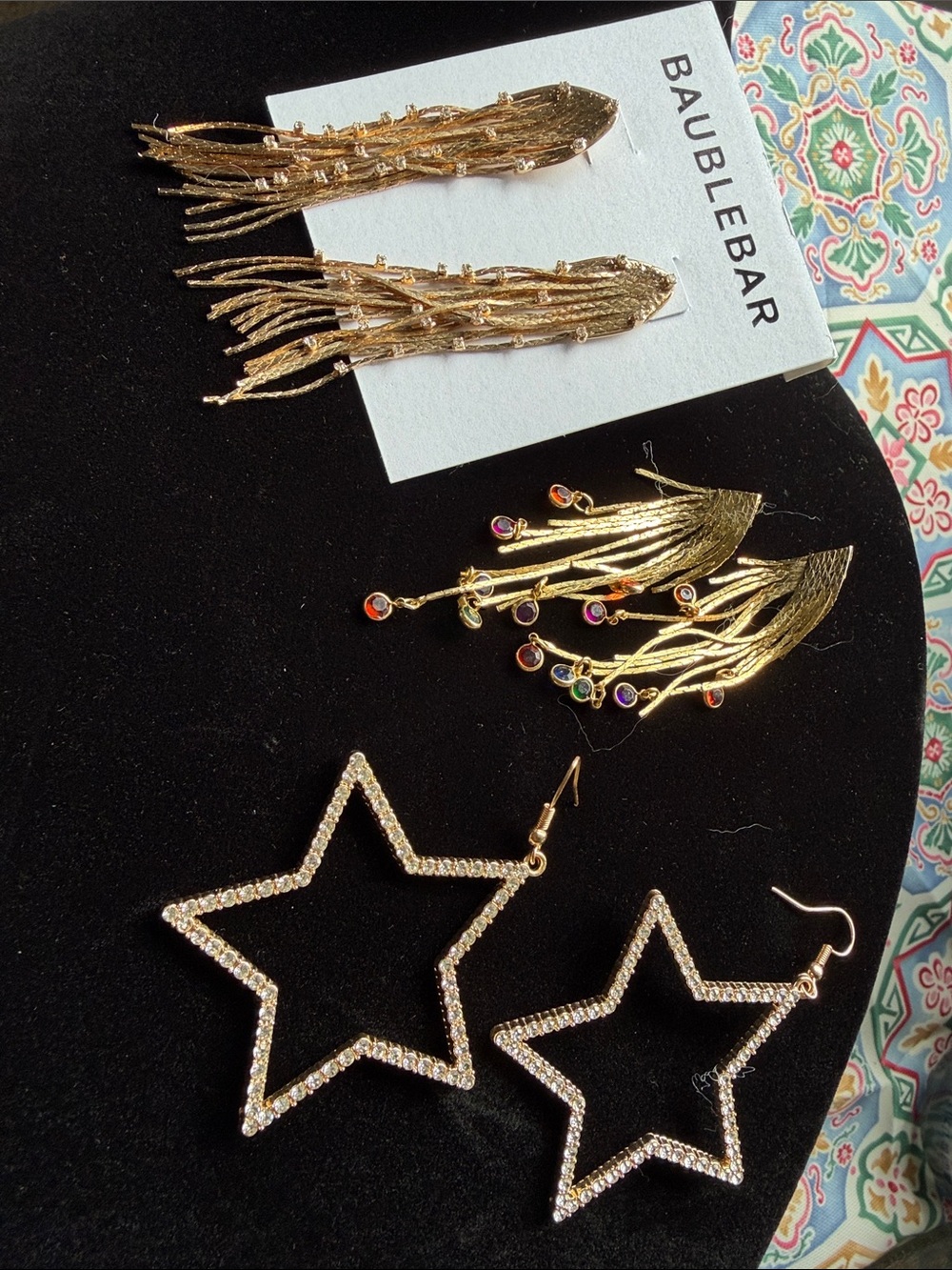 BaubleBar Gold Fringe Earrings - Dangle Statement Earrings. 3 sets of party wear